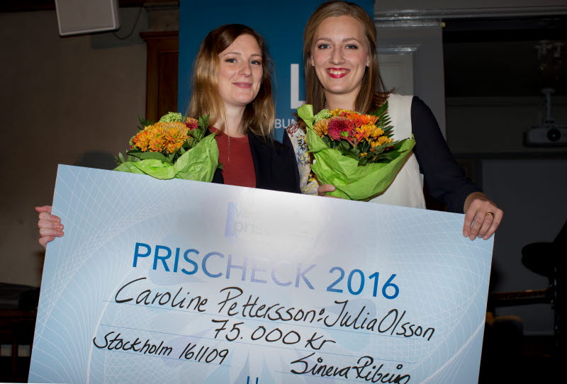 Caroline Pettersson och Julia Olsson, Vårdförbundspriset Vårdgalan 2016