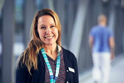 Chef, Frida Wikberg, porträtt, glad. Karolinska, Solna. November 2021