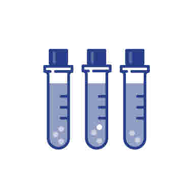 Biomedicinsk analytiker, ikon small. Blå mot vit bakgrund.