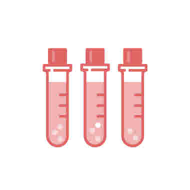 Biomedicinsk analytiker, ikon small. Blå mot blå bakgrund.