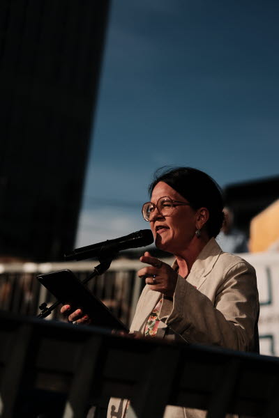 Manifestation 14 maj 2024 på Sergels torg. Rädda vården.
Therese Svanström ordförande TCO