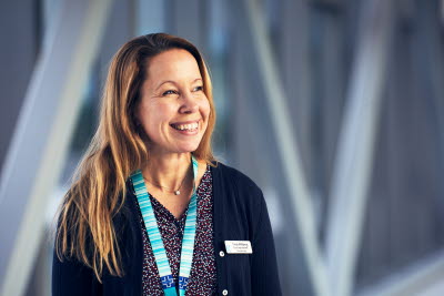 Chef, Frida Wikberg, porträtt, glad. Karolinska, Solna. November 2021